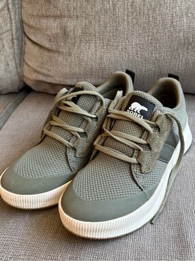 Sorel Olive Lace-Up Sneakers with White Soles
